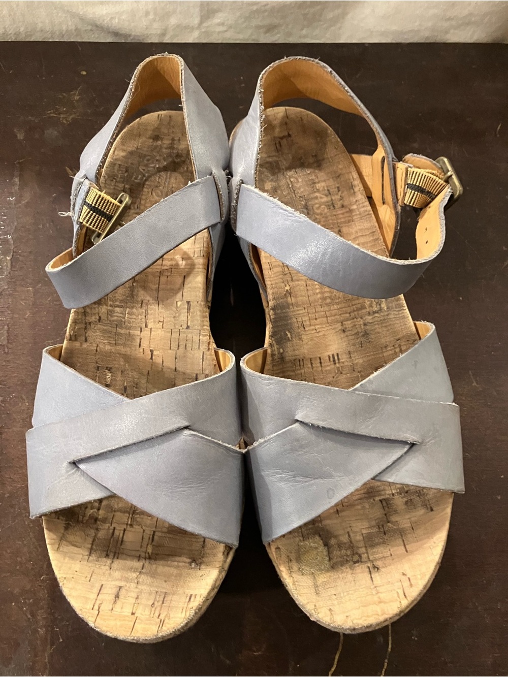 Light Blue KorkEase Wedge Sandals